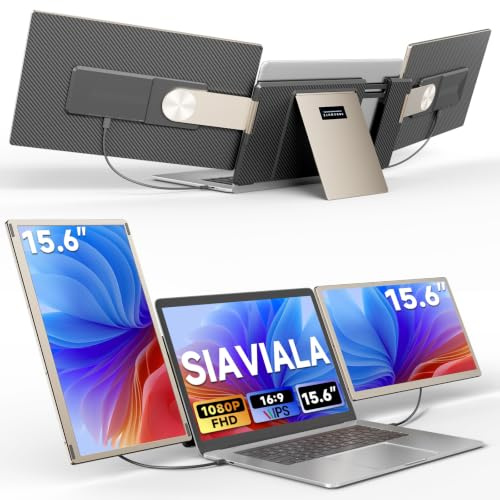siaviala Monitor Portable 15,6 Extensor Pantalla Portatil 1080P FHD, Triple Pantalla Portatil Extensible se Puede Girar 235° para su Uso de 13-17.3, Plug & Play para Windows/Mac/Android/Switch/PS5