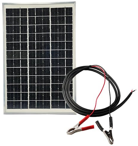 edi-tronic 12V Solarmodul 10W mit Kabel 150cm Solarpanel Solarzelle Monokristallin Photovoltaik Solar Modul Panel Krokoklemmen