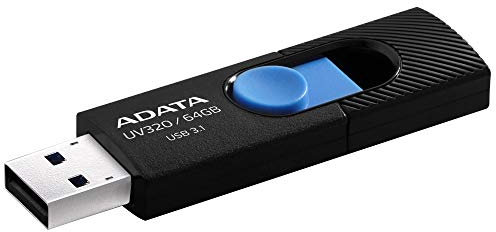 ADATA UV320 USB-Stick 64 GB USB Typ-A 3.1 (3.1 Gen 1) Schwarz, Blau - USB-Sticks (64 GB, USB Typ-A, 3.1 (3.1 Gen 1), Dia, 7,9 g, Schwarz, Blau)