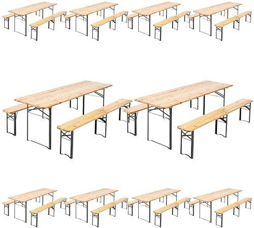 Biergarnitur, Tisch und Bank, 220 cm, 10 Stück
