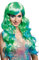 Das Kostümland Langhaar Locken Perücke Aqua mit Pony - Grün Blau - Accessoire Cosplay Animé Meerjungfrau Nixe Mermaid