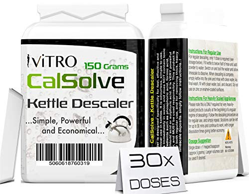 Kettle Descaler Heavy Duty Limescale Remover and Cleaner CalSolve Powder 30x Doses 150 Grams