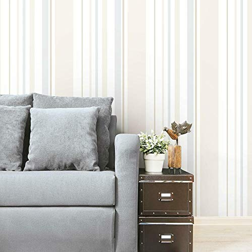 RoomMates RMK11297RL Streifen-Tapete zum Abziehen und Aufkleben, Hellbraun