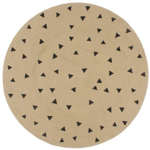 vidaXL Alfombra Redonda de Yute Tejida a Mano Tapete Alfombrilla Felpudo Moqueta Tapiz Esterilla Artesanía Decoración Diámetro 120 cm Triángulos