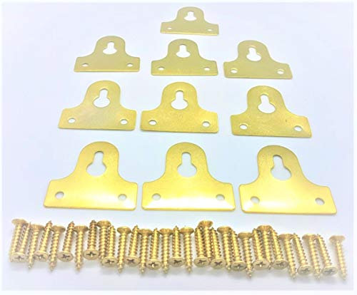 REMI Tools LTD Mirror Picture Glass Frame Hanging Brackets 10 Brass with Screws 45mm
