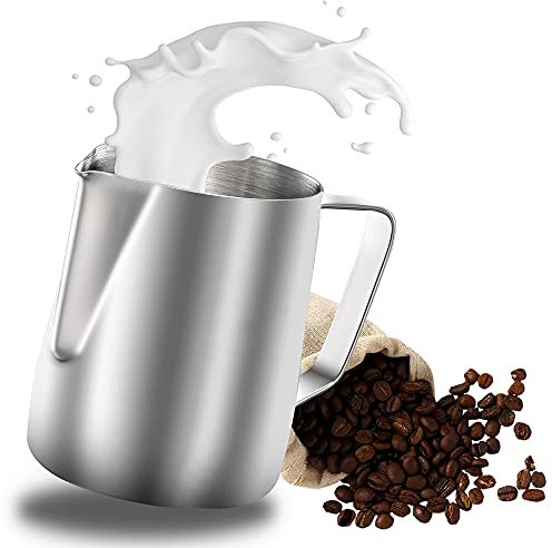 Milk Frother Jug Stainless Steel Milk Frothing Pitcher, 12oz/350ml Milk Coffee Cappuccino Latte Art Frothing Pitcher Barista Milk Jug Cup