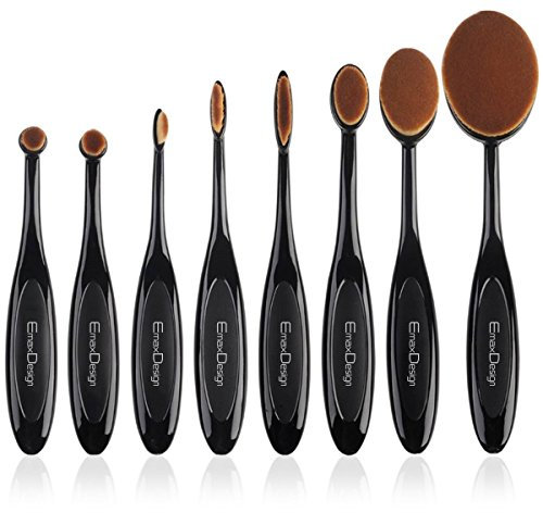 Ovale Set de pinceaux à maquillage, 8 Pinceaux Maquillage Crème Fond De Teint Correcteur Estompeur à blush poudre liquide, Brosse à dents courbe Outils de maquillage (A)