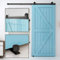TSMST 7FT/213CM Binario per Porta Scorrevole, Nero e Rustico Kit Accessori con Guida a Pavimento Regolabile