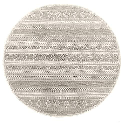 the carpet Calgary - robuster Teppich, Flachgewebe, modernes Design, ideal für Wohnzimmer, Esszimmer und Außenbereich, In- und Outdoor, Vintage-Optik, Boho-Style, Beige, 160 x 160 cm