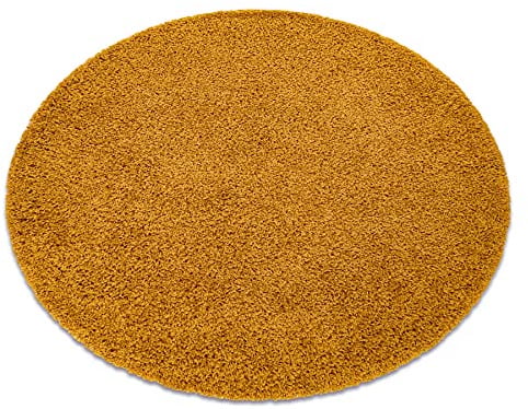 rugsx Teppich SOFFI Shaggy 5cm; für Kinderzimmer, Wohnzimmer, Schlafzimmer, langfloorteppiche, wohnzimmerteppich, Gold, Kreis 100 cm