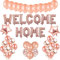 Luftballons Willkommen Zuhause Deko Roségold Luftballons Set Zur Geburt Mädchen, Helium Buchstaben Folienballons Welcome Home Banner Girlande, Rose Gold Latex Ballons für Baby Junge Hause
