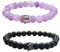 UEUC Armband mit CZ Kronen König und Königin schwarz Matte und weiß Howlite 8 mm Beads Armband(#66)