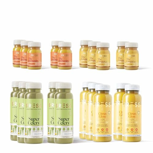 PRESS Healthfoods - Immunity Bundle (20 Bottles) | 5x Daily Celery 250ml, 5x Citrus Glow Super Smoothie 250ml, 5x The Immunity Shot 100ml, 5x The Ginger Shot 100ml |
