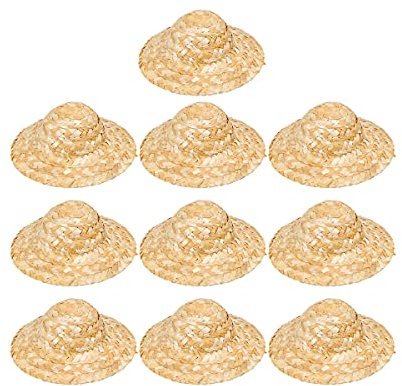 Beavorty Mini-Strohhüte Zum Basteln 10 stücke 13 cm Handgemachte Mini Strohhut handgewebte Nette Kappe Delicate Dekorative Strohhüte für DIY Schmuck Kleidungsstück Material Mini Craft Hüte