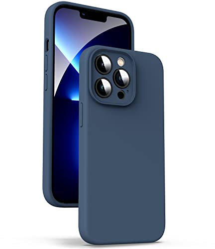 Supdeal Liquid Silicone Case for iPhone 13 Pro Max, [Camera Protection] [Anti Fingerprint] [Wireless Charging] 4 Layer Phone Case Protective Cover, Built-in Microfiber Case Cover, 6.7, DarkBlue