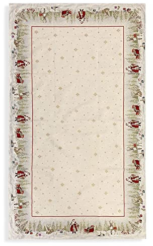 Nada Home Gobelin Meister Cotonieri 6-Sitzer 140 x 180 cm Glitzer-Dekor Weihnachten Tischdecke