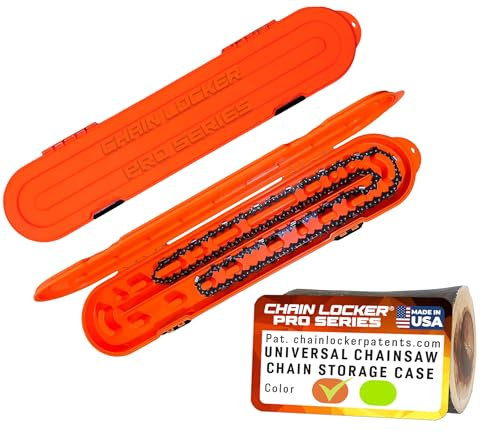 Chain Locker Pro Series Chainsaw Chain Storage - Case & Holder Universal for Chains Up to 60 Inches, Fits 6 to 20 Chains Depending on Gauge, Length, and Drive Link Count, Made in USA - High-Vis Orange