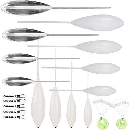Njord Kalastus Sbirolino Set 12 Teilig - 8X sinkend 4X Schwimmend + 5X Dreifachwirbel und 20x Schnurstopper im Vorteilsset