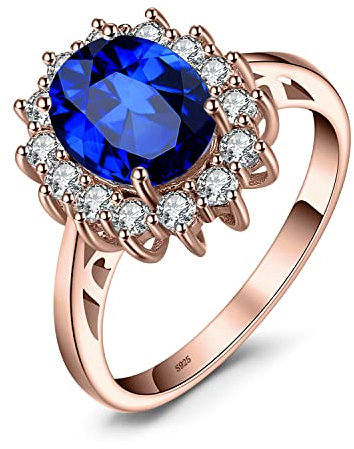 JewelryPalace Prinzessin Diana Kate Middleton 3.2ct Erstellt Saphir Ringe Rosegold, Verlobungsring Eheringe Promise Verlobung Ring Silber 925 Damen, Silberringe Antragsring Ringe, Damen Schmuck 50