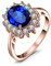 JewelryPalace Prinzessin Diana Kate Middleton 3.2ct Erstellt Saphir Ringe Rosegold, Verlobungsring Eheringe Promise Verlobung Ring Silber 925 Damen, Silberringe Antragsring Ringe, Damen Schmuck 50