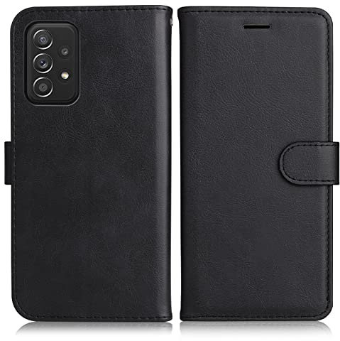 DENDICO Coque pour Galaxy A52 4G / Galaxy A52 5G / Galaxy A52S 5G, PU en Cuir Coque Portefeuille Étui Housse, Design Classique TPU Coque pour Samsung Galaxy A52 4G / A52 5G / A52S 5G, Noir