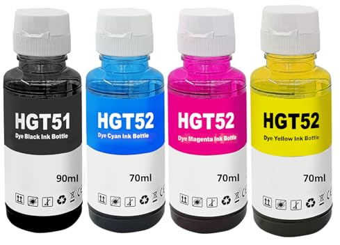 SHUOLEI GT51 GT52 Cartuchos de Tinta Compatible para DeskJet GT5810 5820 5811 5821 5822 118 310 311 318 319 410 411 418 419 Impresora (4 Packs, Negro/Cian/Magenta/Amarillo)