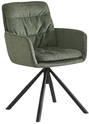 B&D home Esszimmerstuhl CAZAR, Loungesessel Drehstuhl Polsterstuhl für Esszimmer, Küche, Wohnzimmer, Büro, Industrial modern Retro Design, Grün, 1 Stück, 11123-GRUN-1