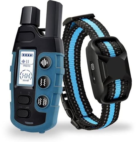 Dog Training Collar with Remote, 3300Ft Range, Beep(1-8) & Vibration(1-16) | 3 Training Modes, Rechargeable & IP67 Waterproof, Remote Anti Bark Collar for Large Medium Small Dogs (BLUE)