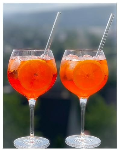 Topkapi Aperol Spritz Glas Feuersbach XL - 13-tlg Aperol Spritz Gläser, 700 ml, Profi-Glas Bleifreies Kristallglas für Aperol Spritz, Lillet, Hugo, Amalfi + Glashalm-Set