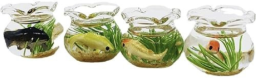 NURCIX Einzigartiges Mini/Runde Aquarium Miniatur Aquariumteich Aus Glas Für Puppenhaus Oder Modelldekoration Exquisite Detail Puppenhaus Dekoration