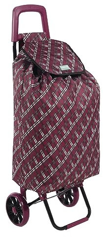 Rainberg 50Ltr Lightweight 2 Wheels Shopping Trolley, Hard Wearing & Foldaway Trendy Folding, Collapsible Push/Pull Carts for Easy Storage (Purple & White)