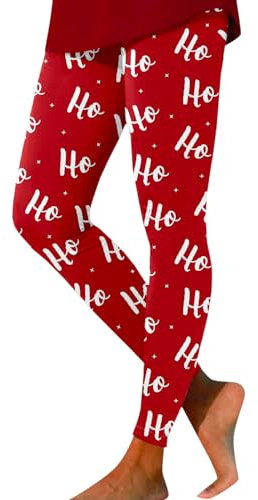 Outdoor Hose Damen Stretch Casual Fashion Weihnachten Bedruckte Sportgamaschen Lässigeyogahosen Für Lang Weihnachtspyjama Familie Set Jogginghose Warmwinterhose Warm Kurzgröße Relaxhose (Red, M)