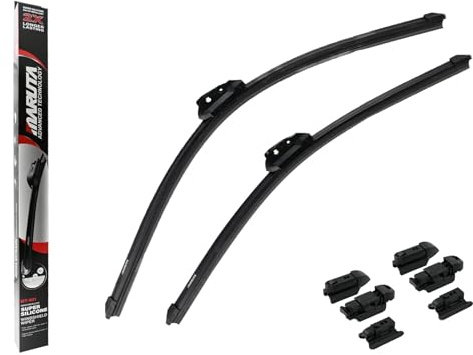 MARUTA Lotus Perl-Effekt Scheibenwischer SET 600 mm / 525 mm (600mm/530mm) - universal - vorne, Aero-dynamik optimierte Wischerblätter aus exklusiver Silikon/Gummimischung (made in Japan)