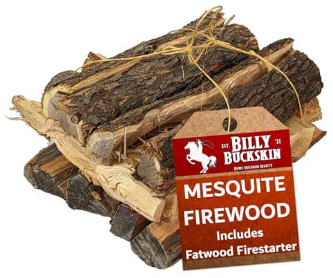 Billy Buckskin Co. - Troncos de leña Mesquite de 18 libras, incluye fuego de madera gorda, madera sazonada dividida, ideal para estufas individuales, ideal para barbacoas, chimeneas, fumar alimentos,