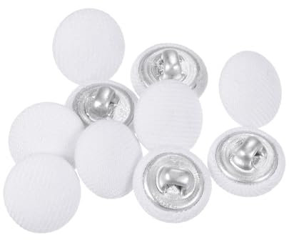QUARKZMAN 10 Stück Knöpfe mit Stoffüberzug 12,5mm Runder Metallschaft Ösen Stoffknöpfe mit Stoff bezogen Nähknöpfe Vintage Ösenknöpfe für Anzüge Kleider Blusen Bastel DIY, Weiß