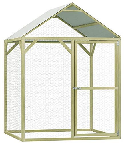 FENLAX Hühnerkäfig aus Verzinkter Stahlrahmen 150x150x200 cm Grün und Silbern Hühnergehege Außen Hühnerfreilaufgehege Voliere Hühner Geflügelställe & Geflügelkäfige Voliere Kleintierstall
