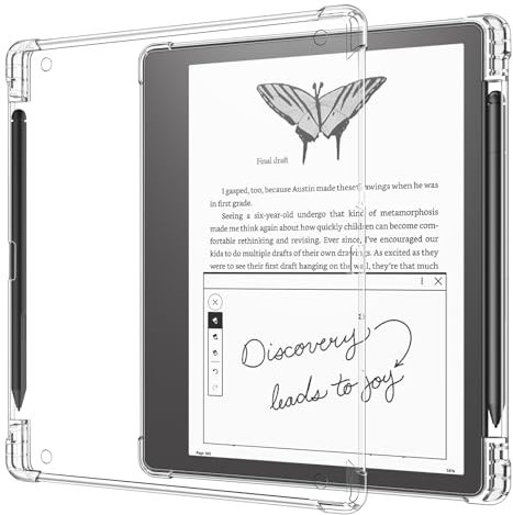 FINTIE Custodia per Kindle Scribe 10,2 Pollici (Modello 2024/2022) con Portapenna, Antiurto Ultra Sottile Protettiva Cover Trasparente Posteriore Morbido in TPU, Trasparente