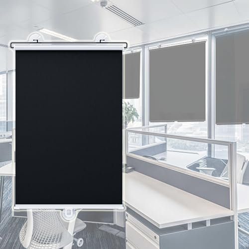 Saugnapf Verdunkelungsrollos,Einziehbare Sonnenschutzrollos Für Türen Fenster,Tragbare Thermorollo,Temporäre Jalousien Ohne Bohren,Schwarz,Für Schlafzimmer Terrasse Auto,W×H-40 * 115cm(16 * 45in)