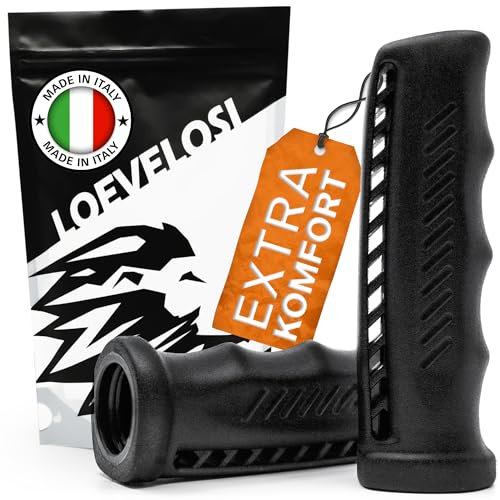LOEVELOSI Gedämpfte Gummi Komfort Fahrrad-Griffe - Extra Weich, Vibrationsdämpfung, Einfache Montage, Passend für 20-22mm Lenker - Schwarz, 110mm für Trekking-Fahrrad/MTB/City Bike/Hollandrad
