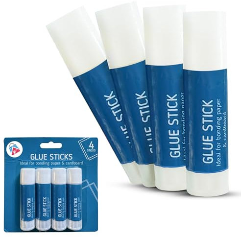 4 Pack Glue Sticks 15g, Strong Hold Kids Craft Glue, Non-Toxic, Quick-Drying for Paper, Card, Scrapbooking, School Projects, Child-Friendly Adhesive