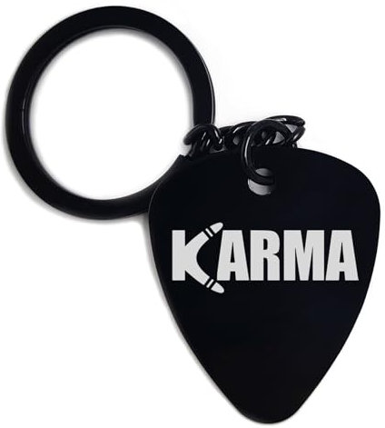 Karma Boomerang True Life Schlüsselanhänger Gravur Pick Style Schlüsselanhänger Kunst Metall Keyholder Pin, Schwarz , One size