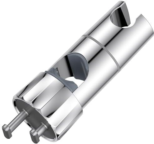 KEEPIFY Supporto per Doccetta Universale, Supporto per Doccia Regolabile con 2 Ganci, Supporto per Doccia Ruotabile a 360°, Supporto per asta per Doccetta da 19-28 mm, Supporto Cromato Soffione Doccia
