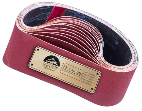 DeJivsin 15 Nastri Abrasivi, 75 x 457 mm, Grana 80/120/150/240/400, per Levigatrice a Nastro, Carta Abrasiva per Lucidare, Limare, Levigare, Set di Nastri Abrasivo Mix pack per Levigatrici a Nastro