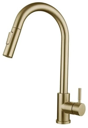 Grifo de cocina extraíble de Oro pulido, fregadero abatible negro, mezclador SUS304 frío y caliente de lujo(Chrome)