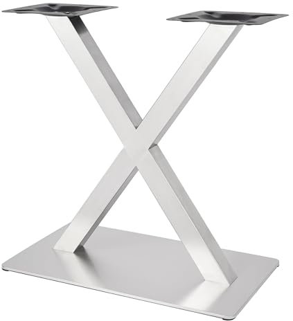 HINOPY Edelstahl Tischbeine, X Form Design Metall Tischgestell Tischfuß DIY Tischuntergestell Silber Untergestell Höhe 72cm für Couchtische, Esstische, Computertische