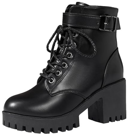 Generico Stivali Bassi Donna in Gomma Con Cerniera Laterale - Stivaletti Alla Caviglia Corti Con Tacco (Black, 40)