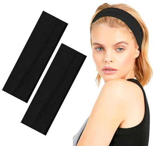 Frogetu 2 Pezzi Sportiva Fascia Capelli,Fascia Elastica per Capelli,Fasce Sportive Elastiche,Fascette Antiscivolo,Sportiva Fascia Capelli,per Sport,Yoga,Pulizia del Viso,Fitness