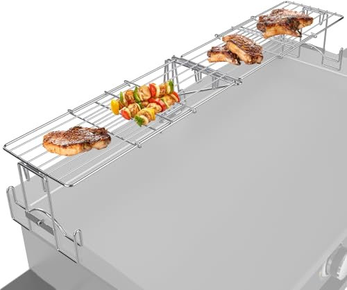 Verstellbares Grill-Warmhalterost für Blackstone Grillwärmer, 43,2 cm, 55,9 cm, 71,4 cm, 91,4 cm, 91,4 cm, Edelstahl, Universal-Heiz-/Kühlgitter für Weber Charbroil Nexgrill Pit Boss & die meisten