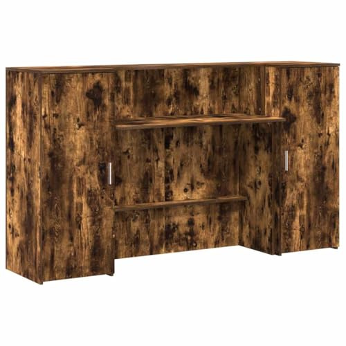 vidaXL Bureau de réception chêne fumé 180x50x103,5cm Bois d'ingénierie