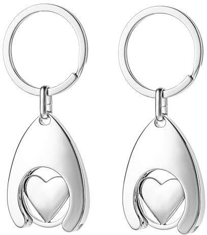 SHPUJUN Porte-clés avec jeton de courses, design en forme de cœur, jeton de caddie, jeton de caddie, jeton de caddie jetons de chariot, Lot de 2, taille unique